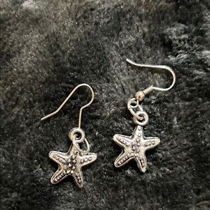 Silver Starfish Dangle Earrings